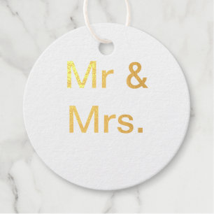 Mr and Mrs couple name monogram text simple minima Foil Favor Tags