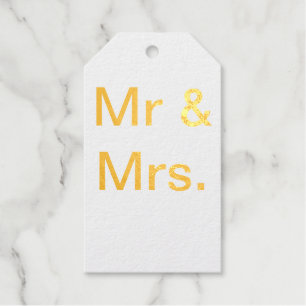 Mr and Mrs couple name monogram text simple minima Foil Gift Tags
