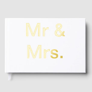 Mr and Mrs couple name monogram text simple minima Foil Guest Book