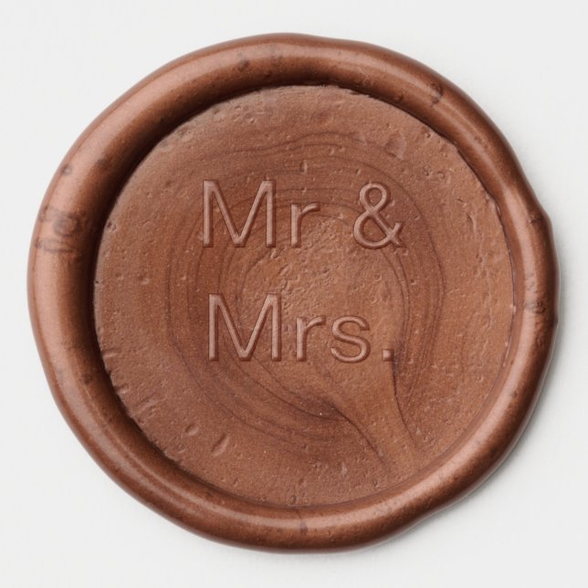 Mr and Mrs couple name monogram text simple minima Wax Seal Sticker (Front)