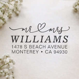Mr And Mrs Couple Return Address Rubber Stamp