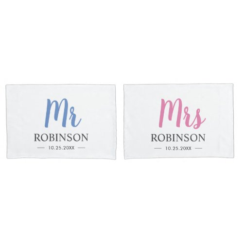 Mr and Mrs Couple Wedding Anniversary Husband Wife Pillow Case