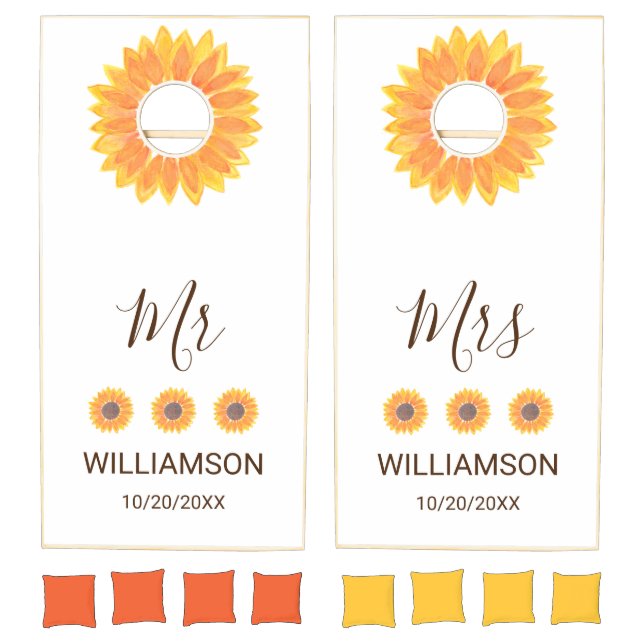 Mr And Mrs Couples Wedding Cornhole Set (Set)