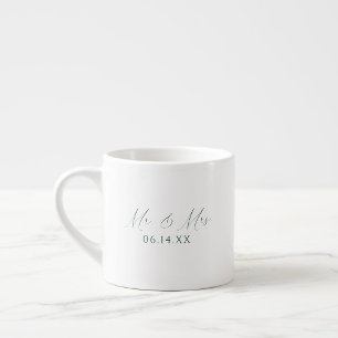 Mr and Mrs Custom Date Elegant Wedding Newlywed Espresso Cup