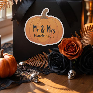 Mr and Mrs Custom Name Halloween Wedding Sticker