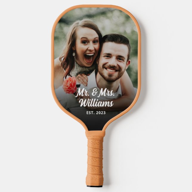 Mr. and Mrs. Custom Photo Personalized Pickleball Paddle (Back)
