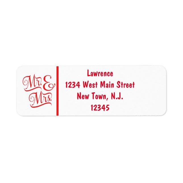 Mr. And Mrs. Custom Return Address Label (Front)