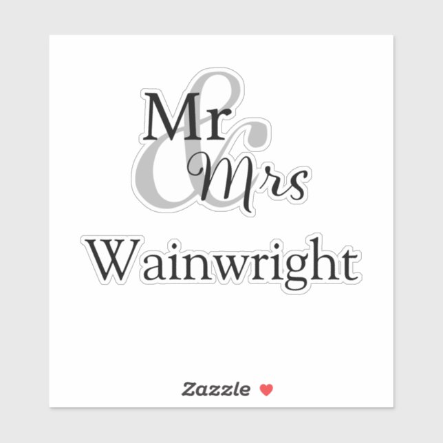 Mr. and Mrs. Custom Surname Cutout Sticker (Sheet)