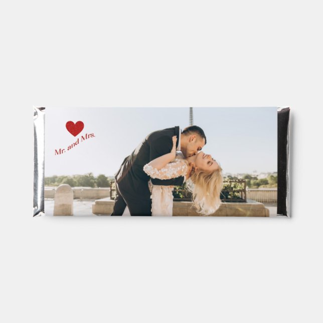 Mr. and Mrs. Custom Wedding Photo  Hershey Bar Favors (Front)