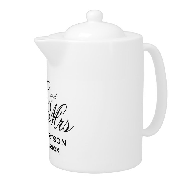 Mr and Mrs custom wedding teapot gift (Right)