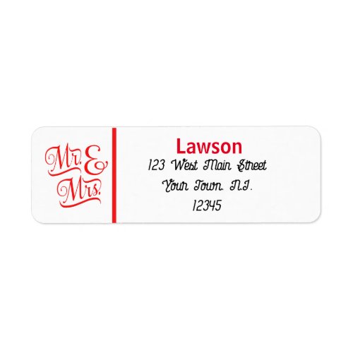 Mr And Mrs Customize Return Address Label