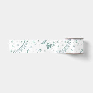 Mr and mrs cute doodles in sage satin ribbon