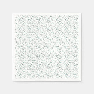 Mr and mrs cute doodles sage green napkins