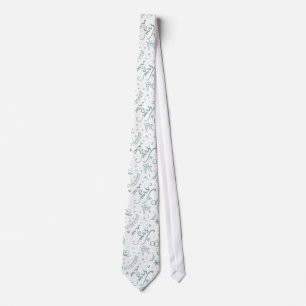 Mr and mrs cute doodles sage green neck tie