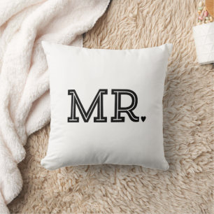 Mr. and Mrs. Cute Wedding Keepsake Newlywed Gift Throw Pillow