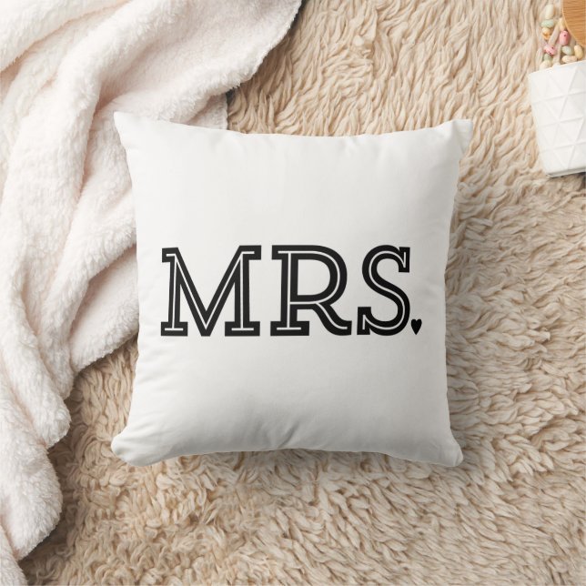 Mr. and Mrs. Cute Wedding Keepsake Newlywed Gift Throw Pillow (Blanket)