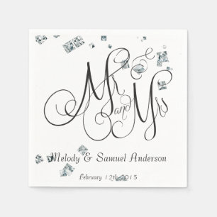 Mr and Mrs   Diamond Confetti Napkins