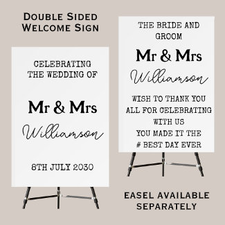 Mr And Mrs Double Sided Black And White Wedding