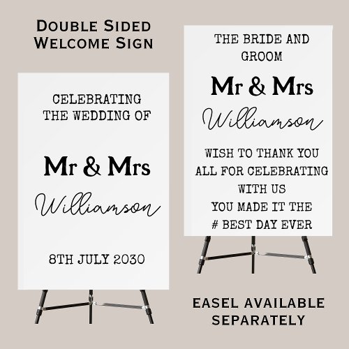 Mr And Mrs Double Sided Black And White Wedding Foam Board