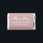 Mr and Mrs Dusty Rose Heart Script Custom Wedding Hershey's Miniatures<br><div class="desc">Elegant custom wedding Hershey's Chocolate Miniatures candy favors include a modern and minimal "Mr and Mrs" design in heart calligraphy script featuring a monogram of the married couple's last name and wedding date in stylish text that can be personalized. The back includes a simple and sweet thank you message to...</div>