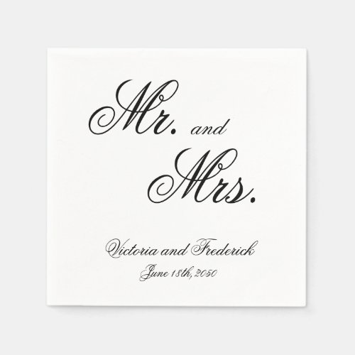 Mr and Mrs Elegant Calligraphy Wedding Napkins