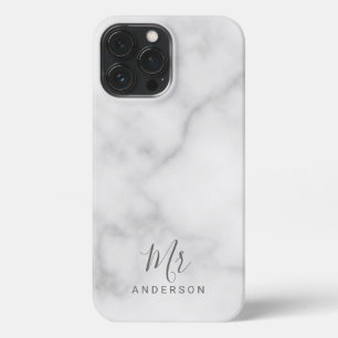 Mr and Mrs   Elegant Marble Modern Script iPhone C iPhone 13 Pro Max Case