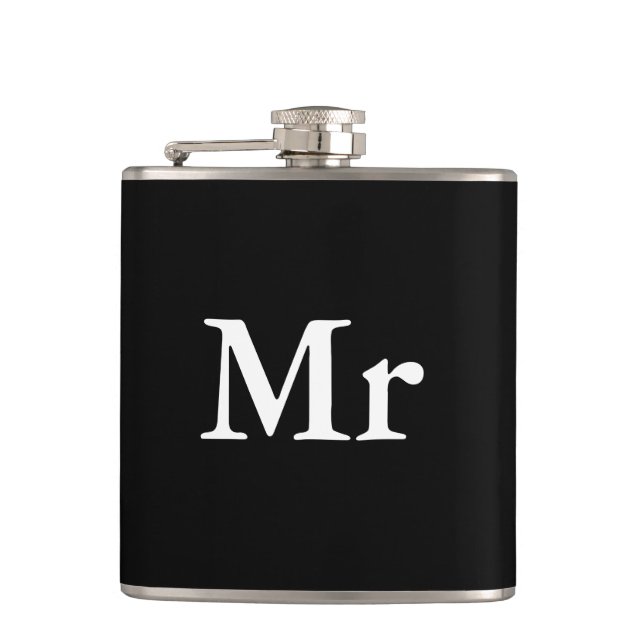 Mr and Mrs | elegant modern matching couple Flask (Front)