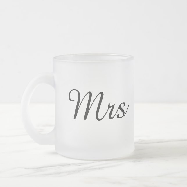 Mr and Mrs | elegant modern matching couple Frosted Glass Coffee Mug (Left)