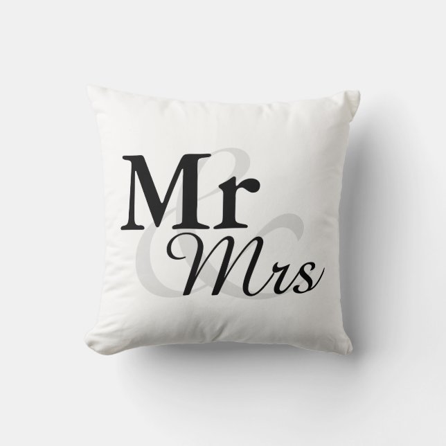 Mr and Mrs | elegant modern matching couple Throw Pillow (Front)