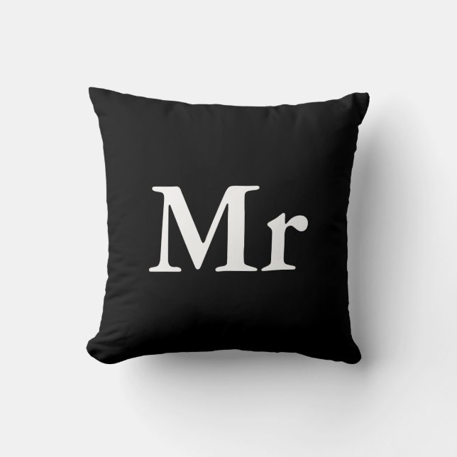 Mr and Mrs | elegant modern matching couple Throw Pillow (Front)