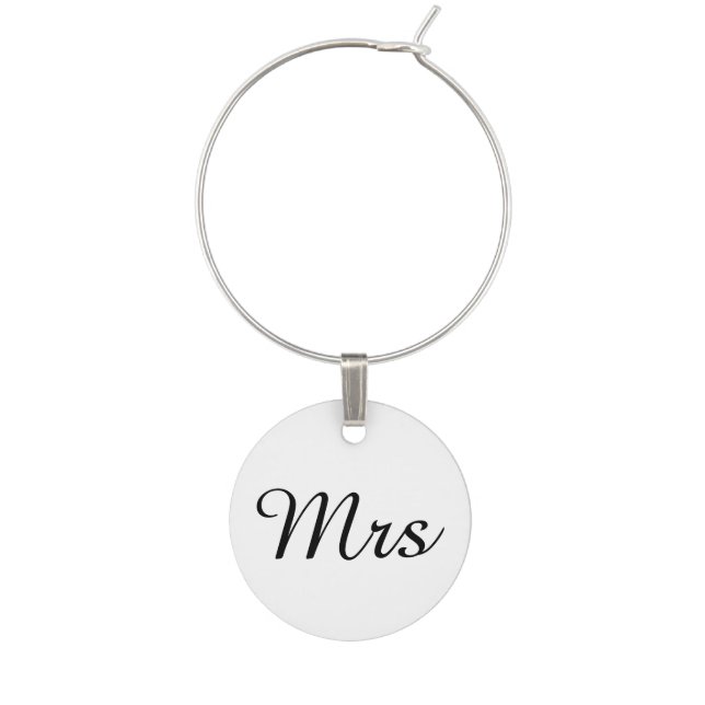 Mr and Mrs | elegant modern matching couple Wine Glass Charm (Front)