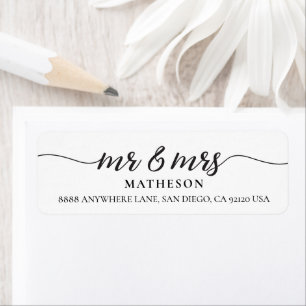 Mr and Mrs Elegant Modern Script newlywed Label