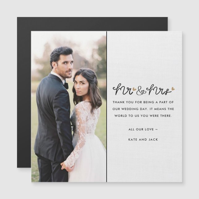 Mr and Mrs Elegant Photo Wedding Thank You Card (Front/Back)