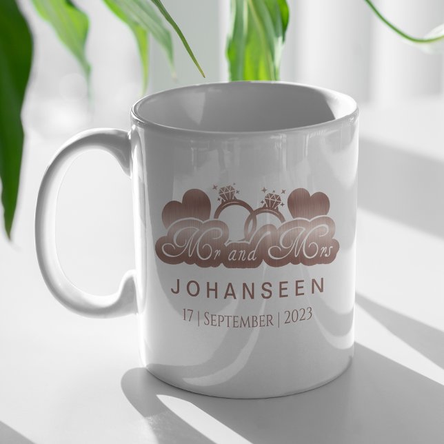 Mr and Mrs Elegant Rose Gold Bride Wedding Gifts Coffee Mug (Creator Uploaded)