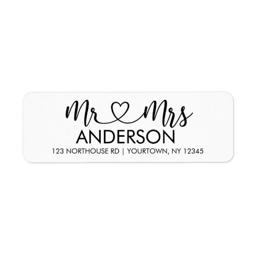 Mr and Mrs Elegant Script Custom Return Address Label