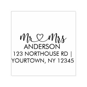 Mr. and Mrs. Elegant Script Custom Self-inking Stamp