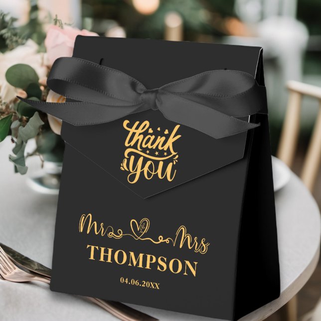 Mr and Mrs Elegant Simple | Black Gold Favor Boxes (Creator Uploaded)