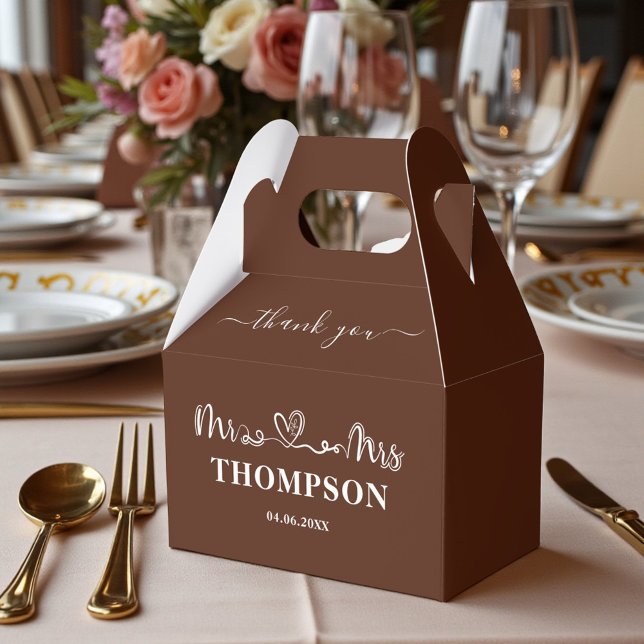 Mr and Mrs Elegant Simple | Brown Favor Boxes (Creator Uploaded)