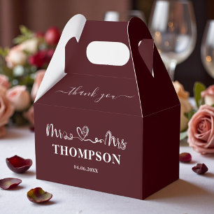 Mr and Mrs Elegant Simple   Deep Burgundy Favor Boxes