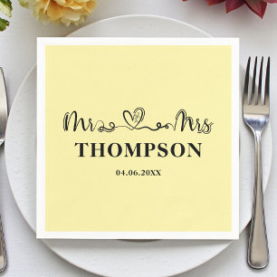 Mr and Mrs Elegant Simple   Pale Yellow Napkins