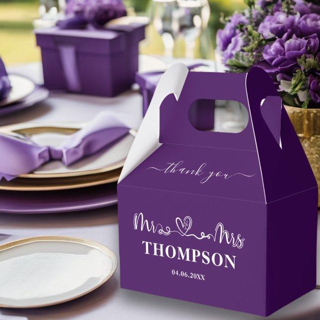 Mr and Mrs Elegant Simple | Purple Favor Boxes (Creator Uploaded)
