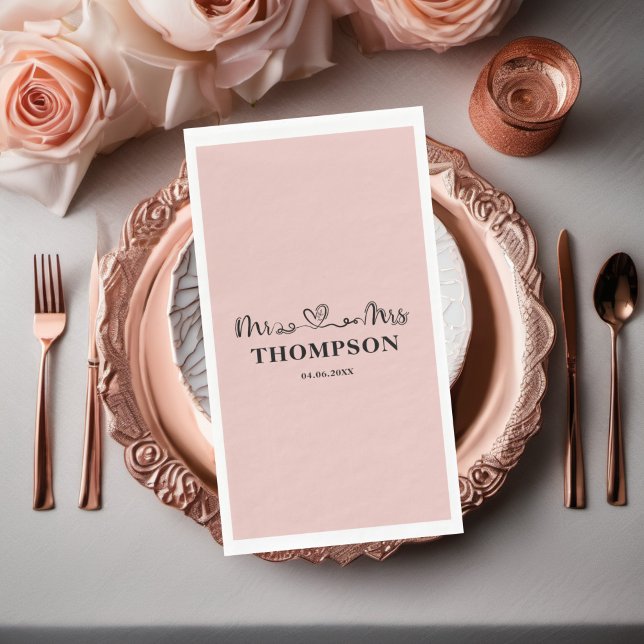 Mr and Mrs Elegant Simple | Rose Gold Paper Guest Towels (Creator Uploaded)