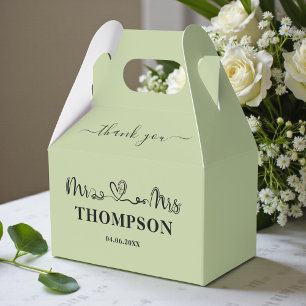 Mr and Mrs Elegant Simple   Sage Green Favor Boxes