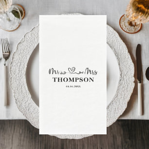 Mr and Mrs Elegant Simple   White Paper Guest Towels
