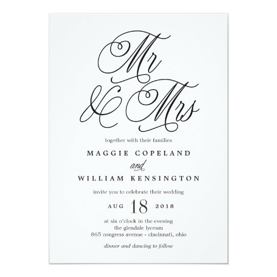 Mr and Mrs Elegant Wedding Invitation | Zazzle.com