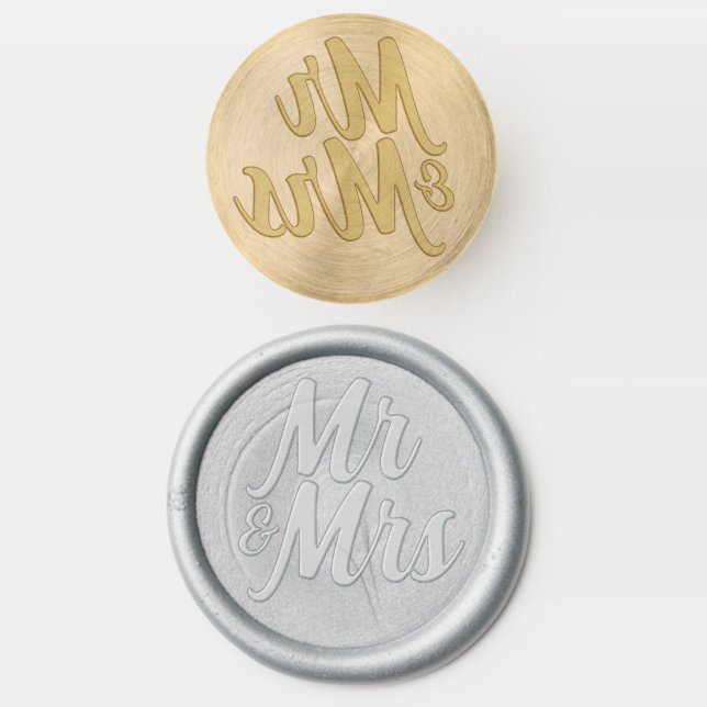 Mr and Mrs Elegant Wedding Wax Seal Stamp (Stamped)