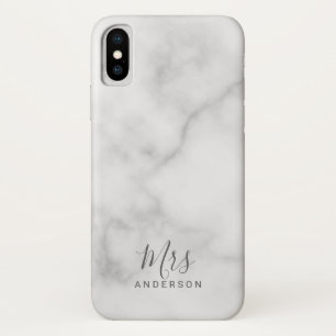 Mr and Mrs Elegant White Marble Modern Script iPhone X Case