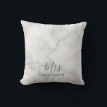 Mr and Mrs | Elegant White Marble Modern Script Throw Pillow<br><div class="desc">"Mr and Mrs" Elegant White Marble Modern Script Personalized Couple Gift

Perfect as wedding gifts for newlywed,  wedding anniversary gifts,  Valentine's day gifts and gift for any occasions.</div>
