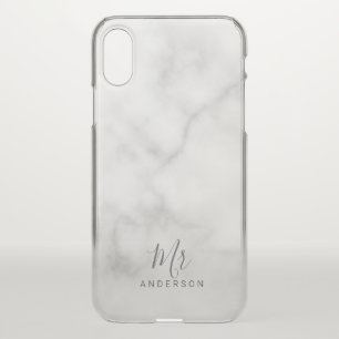 Mr and Mrs Elegant White Marble Modern Script iPhone X Case