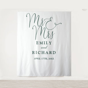 Mr And Mrs Emerald Wedding Photo Backdrop